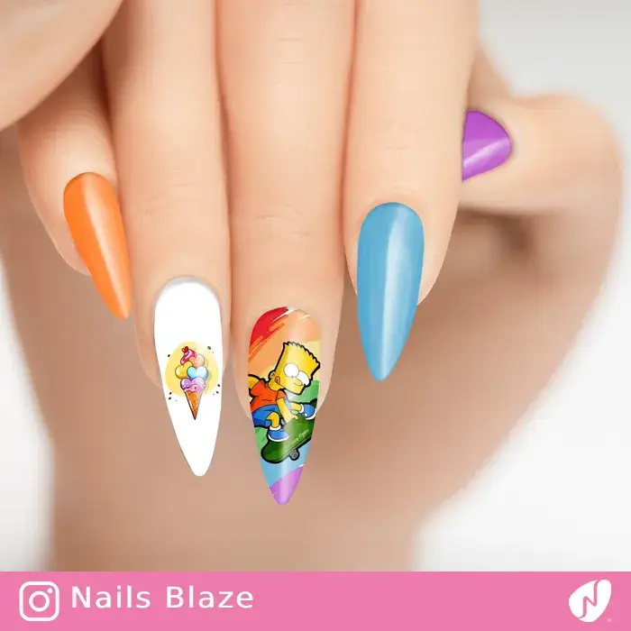 Bart Simpson and Ice Cream | Cartoon Nails - NB120